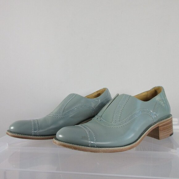 The Office of Angela Scott Women Oxford Loafer Shoes 38.5 Green Heels Casual 826 - Picture 1 of 13